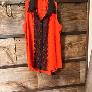 Cato Red and Black Sleeveless Blouse